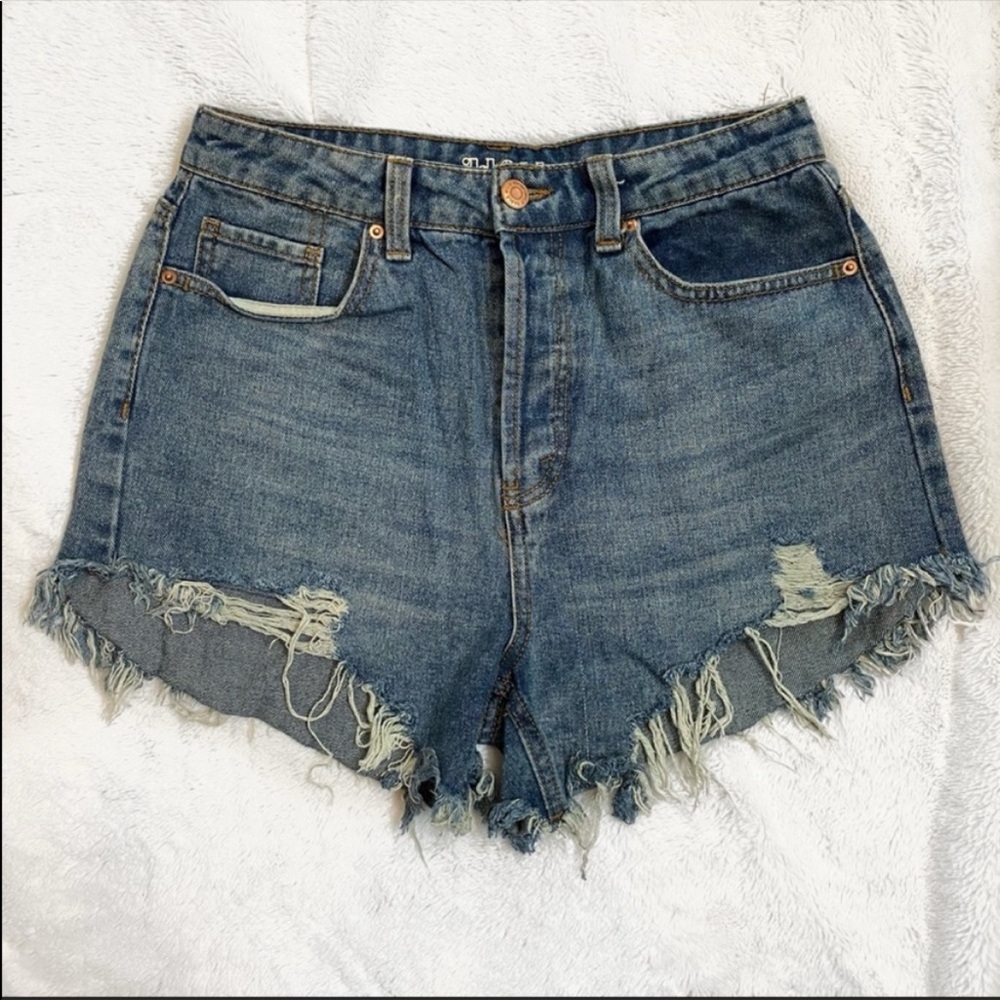 high rise cut off shorts